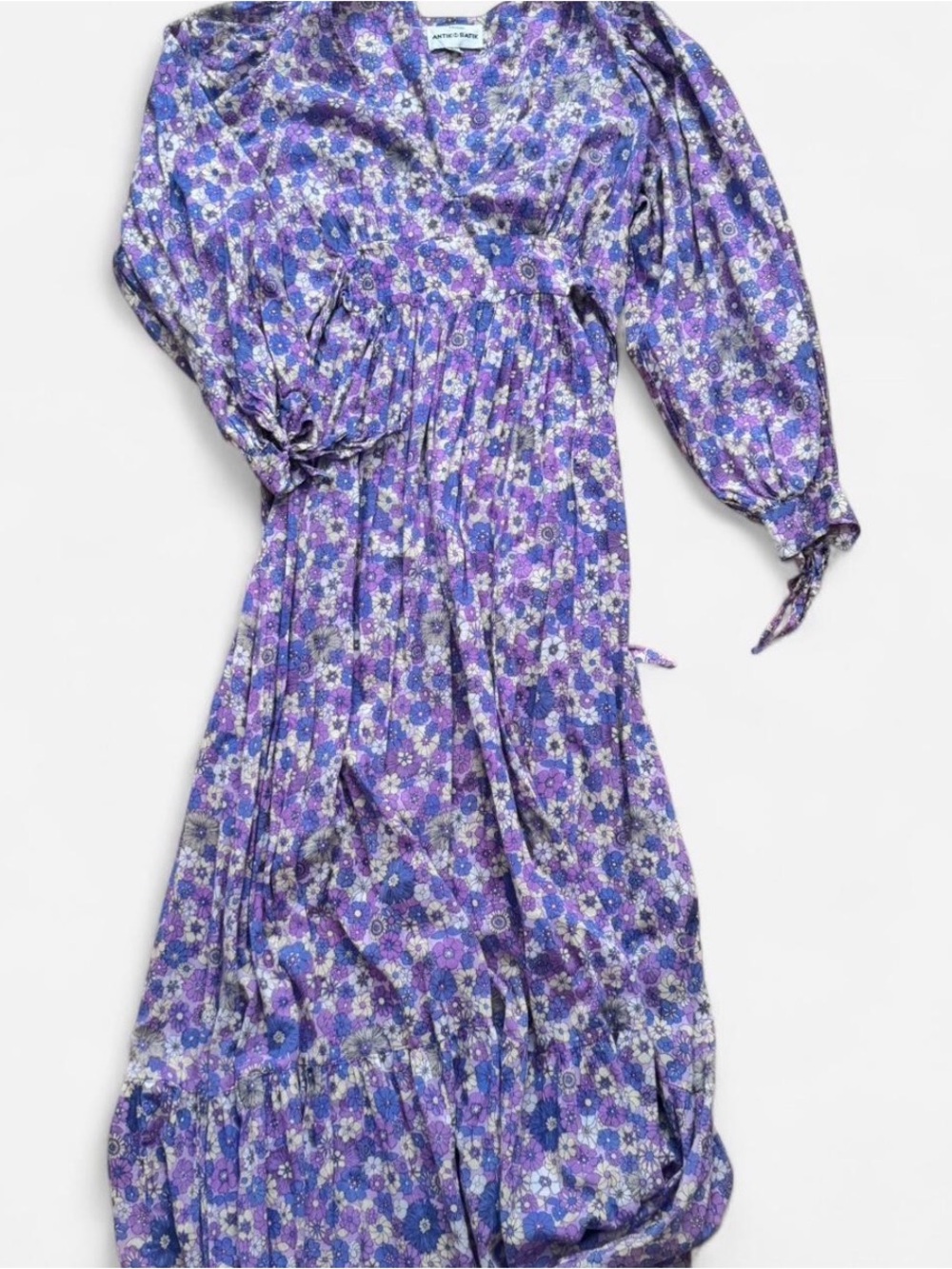 Purple Floral Long Sleeve Maxi Dress